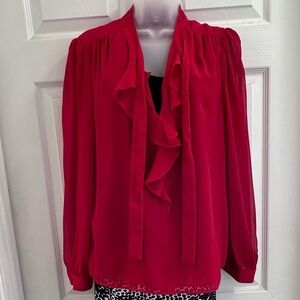 Tommy Hilfiger Vibrant Red Ruffle Blouse